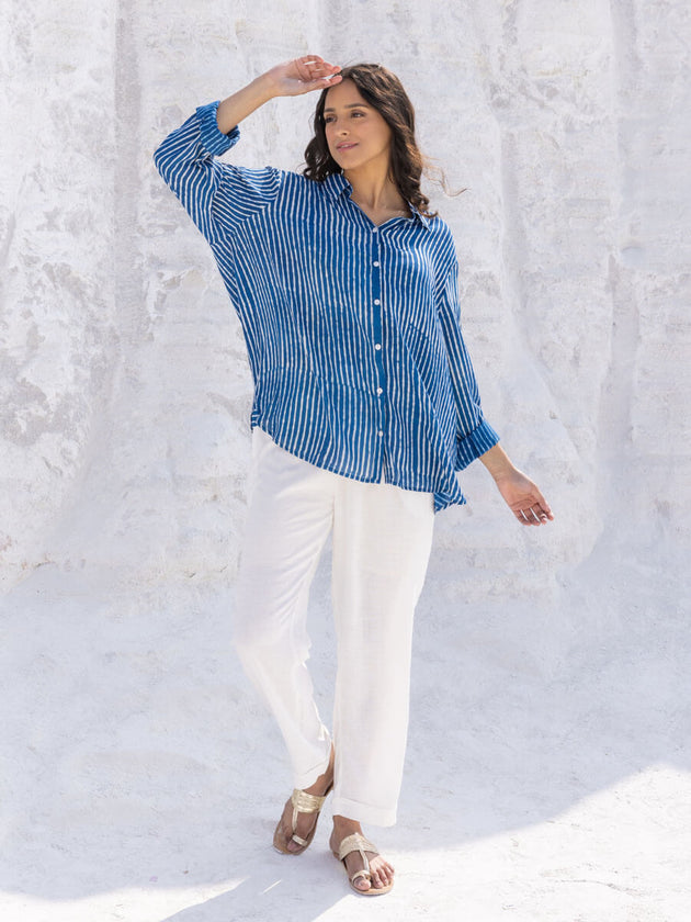 Indigo Stripes Modal Shirt - Pinklay