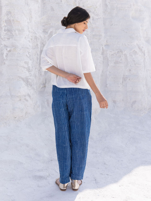 Pearl White Rayon Crop Top - Comfort Fit - Pinklay