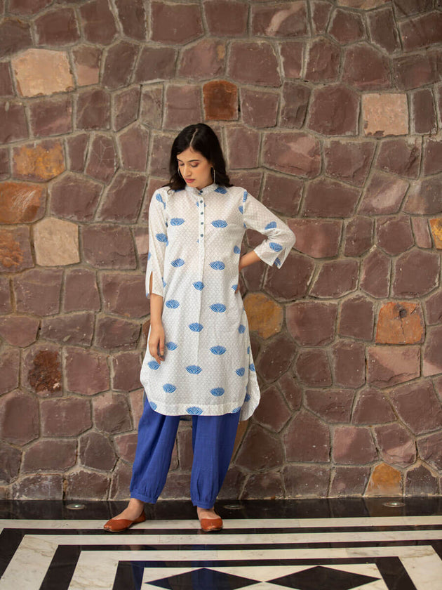 Rich Blue Cotton Lantern Pants | Pinklay