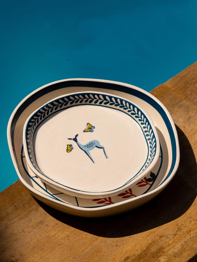 Set of 2 - Izumi Ceramic Platters - Pinklay