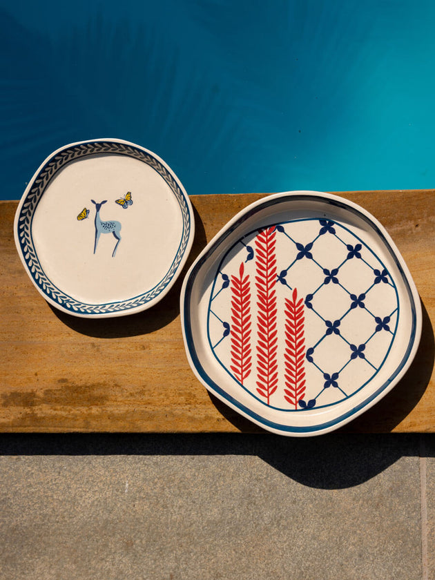 Set of 2 - Izumi Ceramic Platters - Pinklay