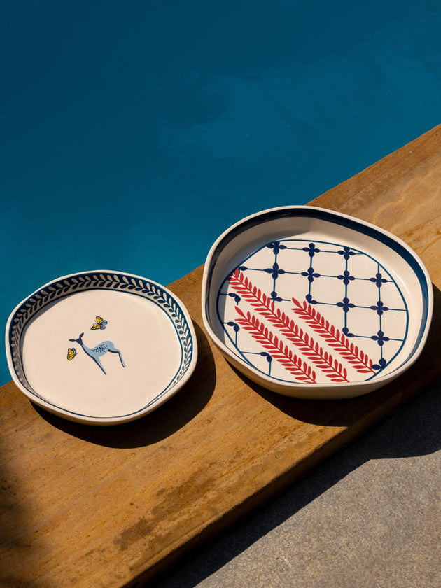 Set of 2 - Izumi Ceramic Platters - Pinklay