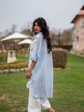 Lighthouse Asymmetrical Cotton Long Shirt - Pinklay