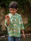 Floral Shirt Kurta with Roll Up Sleeves (Short Kurta) - Pinklay