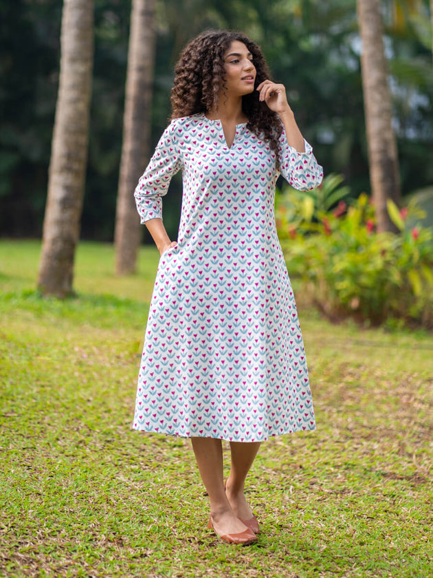 Mahika Cotton Long Kurta - Pinklay