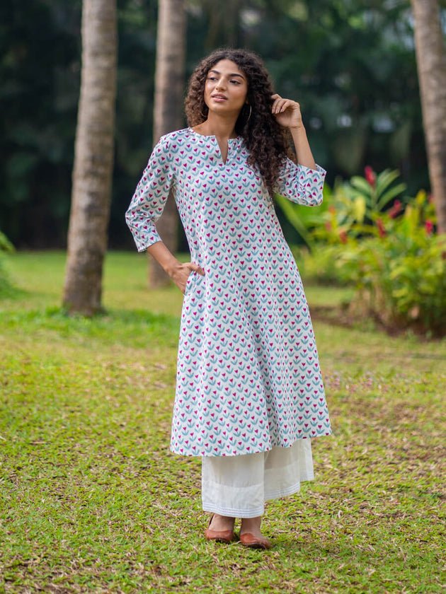 Mahika Cotton Long Kurta - Pinklay