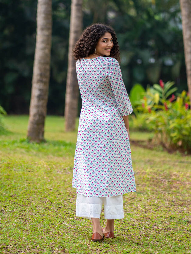 Mahika Cotton Long Kurta - Pinklay