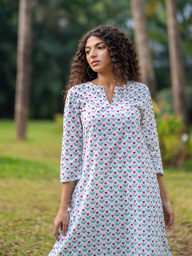 Mahika Cotton Long Kurta - Pinklay