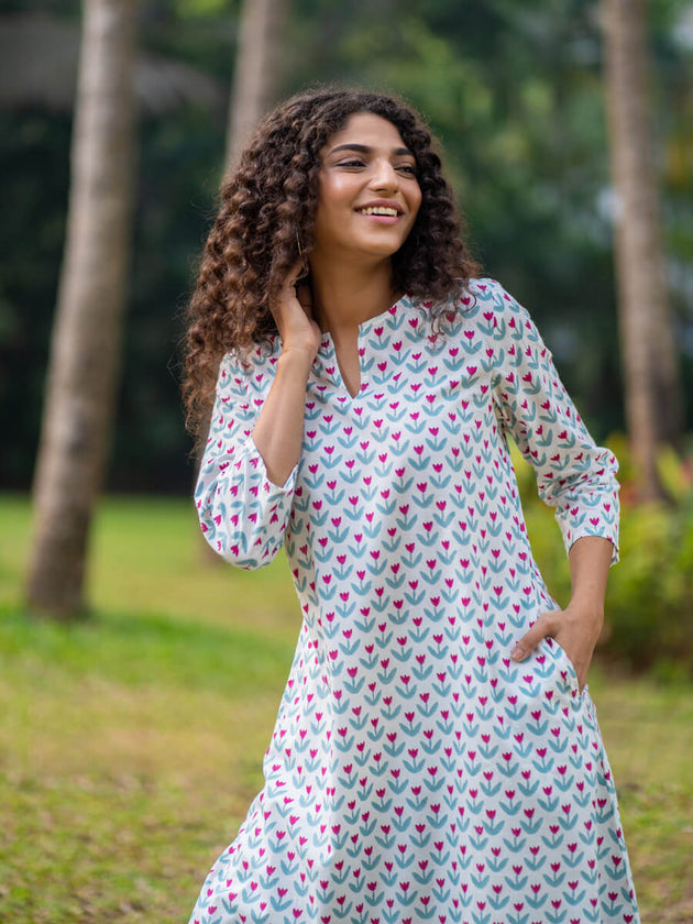 Mahika Cotton Long Kurta - Pinklay