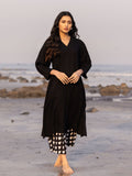 Malang Solid Black Slub Long Kurta