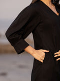 Malang Solid Black Slub Long Kurta