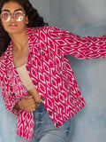 Musafir Ikat Hand block Printed Demin Jacket