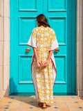 Mustard Fields Printed Cotton Kaftan -Pinklay