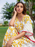 Mustard Fields Handblock Printed Cotton Kaftan- Pinklay.