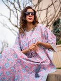 Summer Wine Hand Block Printed Cotton Kaftan - Pinklay