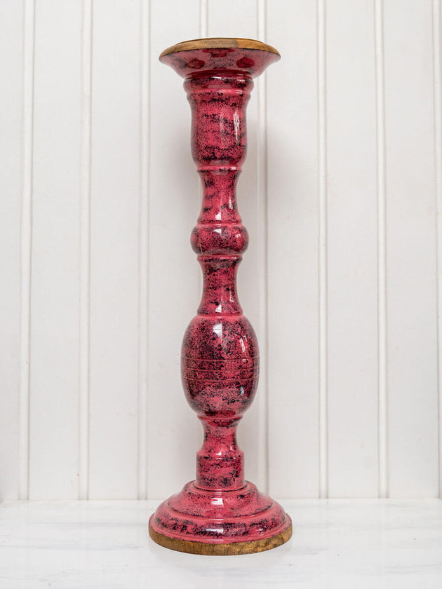 Pink Sapphire Wooden Carved Candle Stand - Pinklay