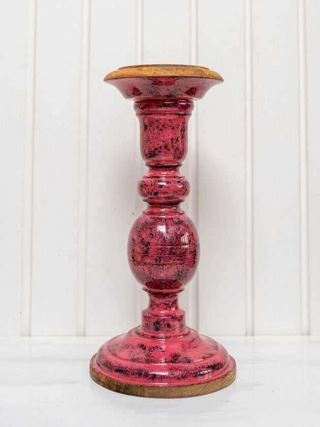Pink Sapphire Wooden Carved Candle Stand - Pinklay