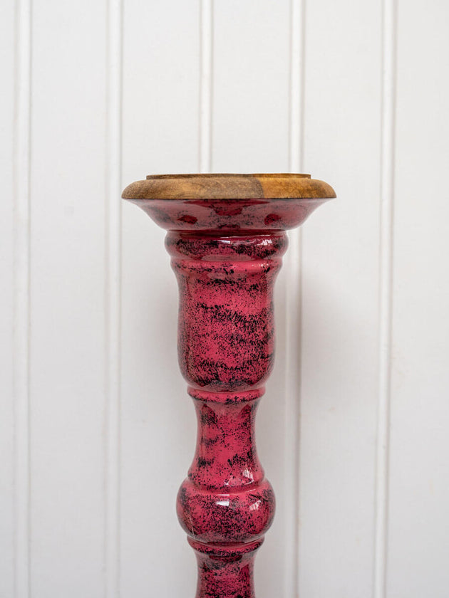 Pink Sapphire Wooden Carved Candle Stand - Pinklay