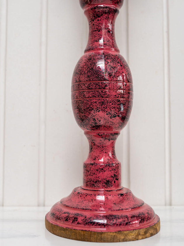Pink Sapphire Wooden Carved Candle Stand - Pinklay