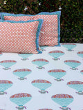 Sky Ride Block Printed Cotton Bedsheet - Pinklay