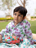 Vroom Vroom Organic Cotton Top & Pyjama Set - Pinklay