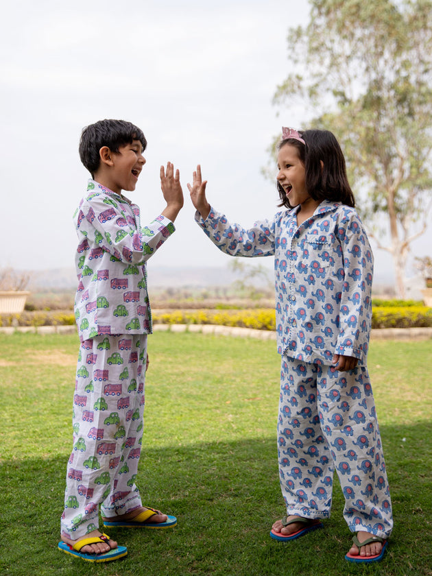 Vroom Vroom Organic Cotton Top & Pyjama Set - Pinklay