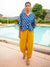 Solid Yellow Cotton Slub Lantern Pants - Pinklay