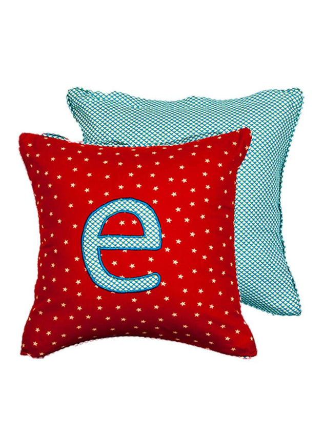 Letter E Cotton Cushion Cover - 12 Inch - Pinklay