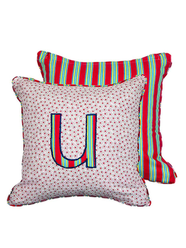 Letter U Cotton Cushion Cover - 12 Inch - Pinklay