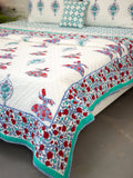 Mahtab Whirling Dervish Block Printed Cotton Quilt - Pinklay