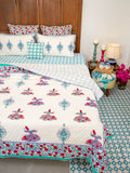 Mahtab Whirling Dervish Block Printed Cotton Quilt - Pinklay