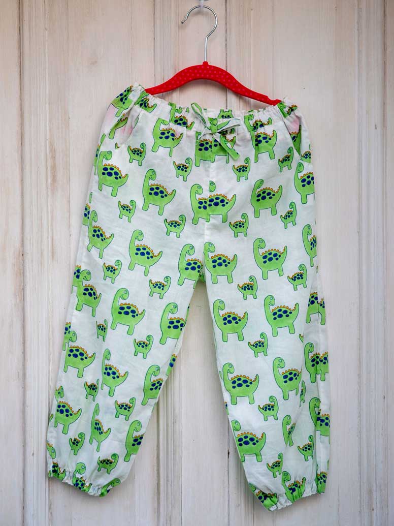 Dino Green Organic Cotton Comfort Pants