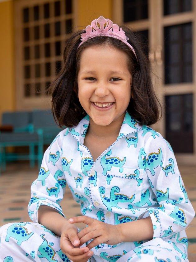Dino Organic Cotton Top & Pyjama Set - Pinklay
