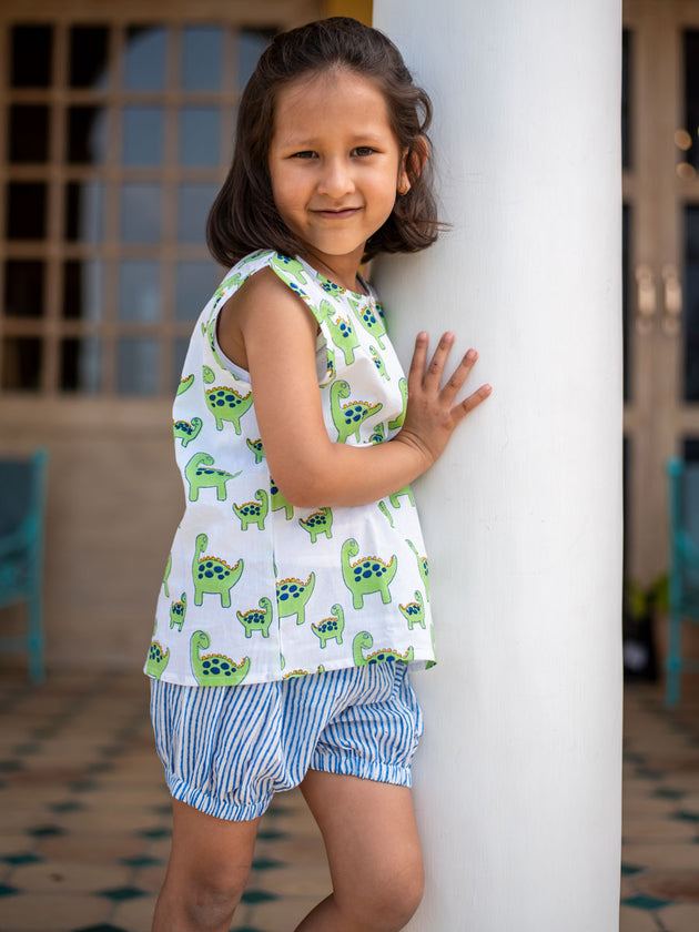 Dino Organic Cotton Top & Shorts Set - Pinklay