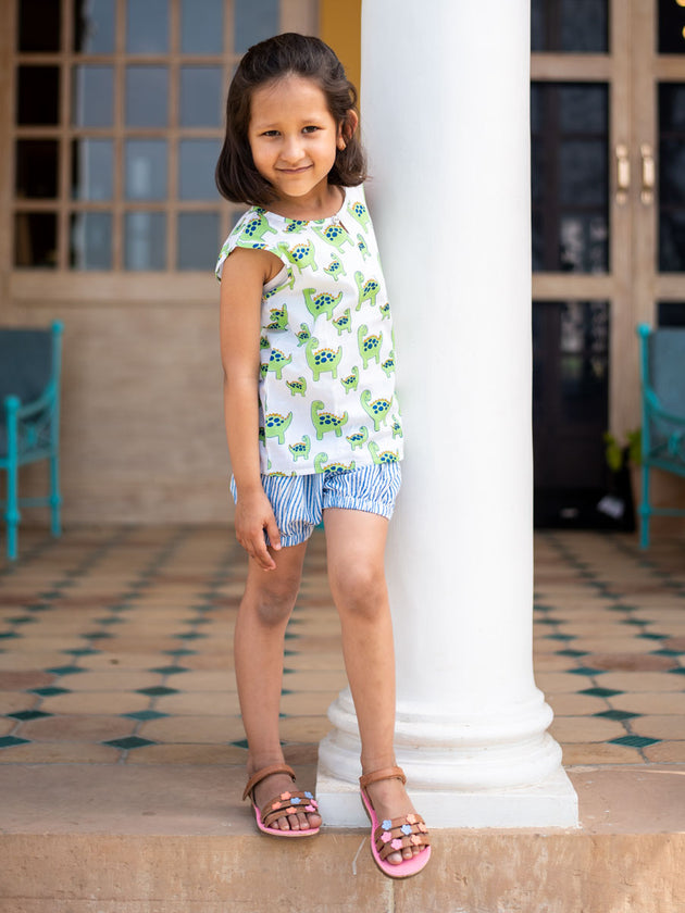 Dino Organic Cotton Top & Shorts Set - Pinklay