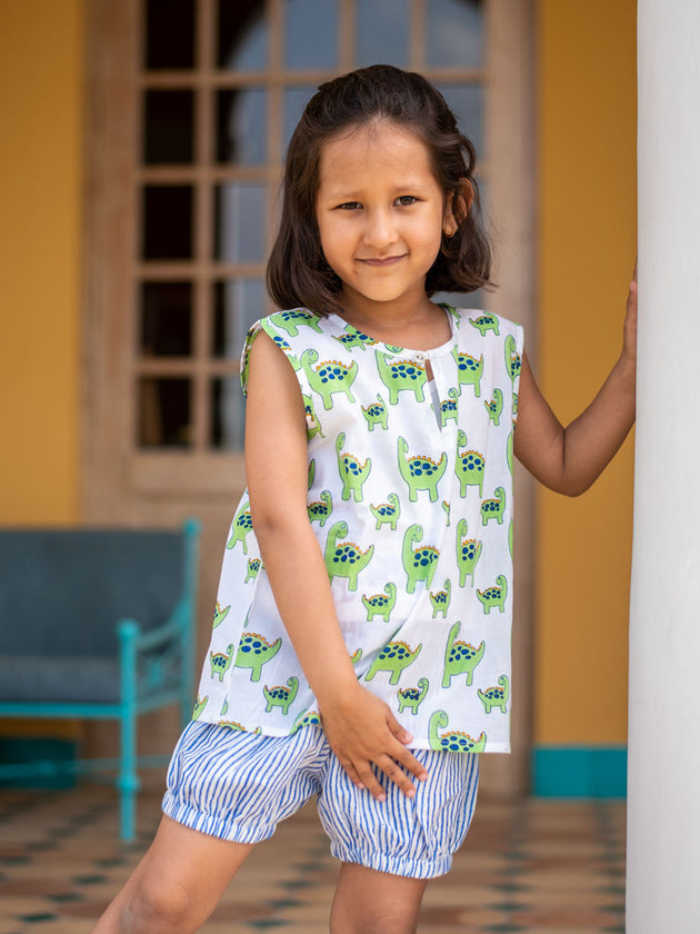 Dino Organic Cotton Top & Shorts Set - Pinklay