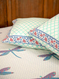 Dragonfly Block Printed Cotton Bedsheet - Pinklay