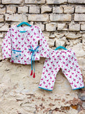 Flamingo Quilted Organic Cotton Angrakha Set - Pinklay