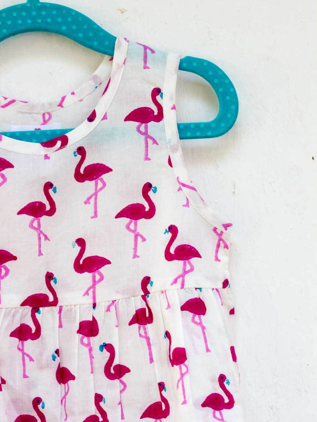 Flamingo Everyday Dress with a Pocket - Pinklay