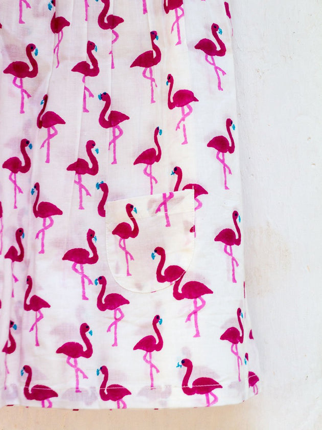 Flamingo Everyday Dress with a Pocket - Pinklay