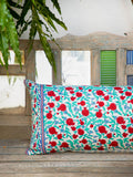 Fruits of Paradise Block Printed Cotton Cushion Cover - 16 X 48 Inch - Pinklay