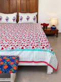 Fruit of Paradise Block Printed Cotton Bedsheet - Pinklay