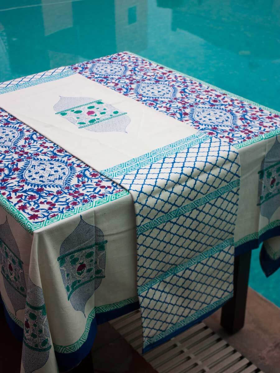 Gul Block Print Cotton Table Runner Pinklay