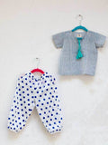 Blue Polka Organic Cotton Comfort Pants - Pinklay