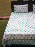 Lotus Jaal Block Printed Cotton Bedsheet - Pinklay