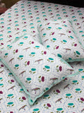 Lotus Jaal Block Printed Cotton Bedsheet - Pinklay