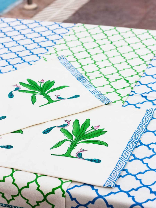 Madhuban Hand Block Print Cotton Table Mats - Set of 6 - Pinklay