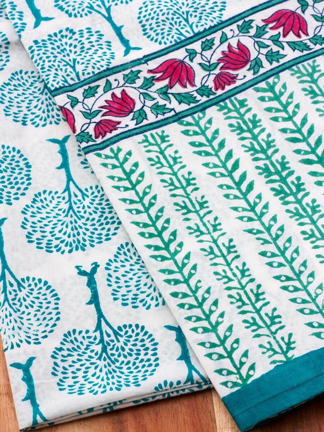 Mahtab Garden Block Printed Cotton Curtain - Pinklay