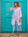 Misty Morning Hand Block Print Waterfall Reversible Shrug - Pinklay