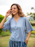 Grey Winter Modal Silk Short Top & Lantern Pants Set - Pinklay